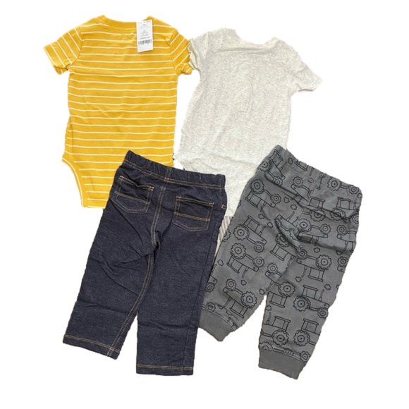 Carter’s Boys Tractor Onesis Pants 4 Piece Set Size 12 Month’s NEW - Picture 2 of 4